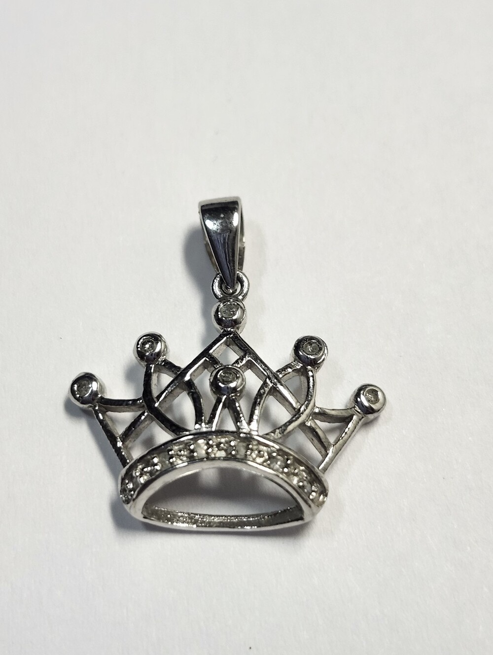 Sterling Silver Plated Diamond Crown Pendant